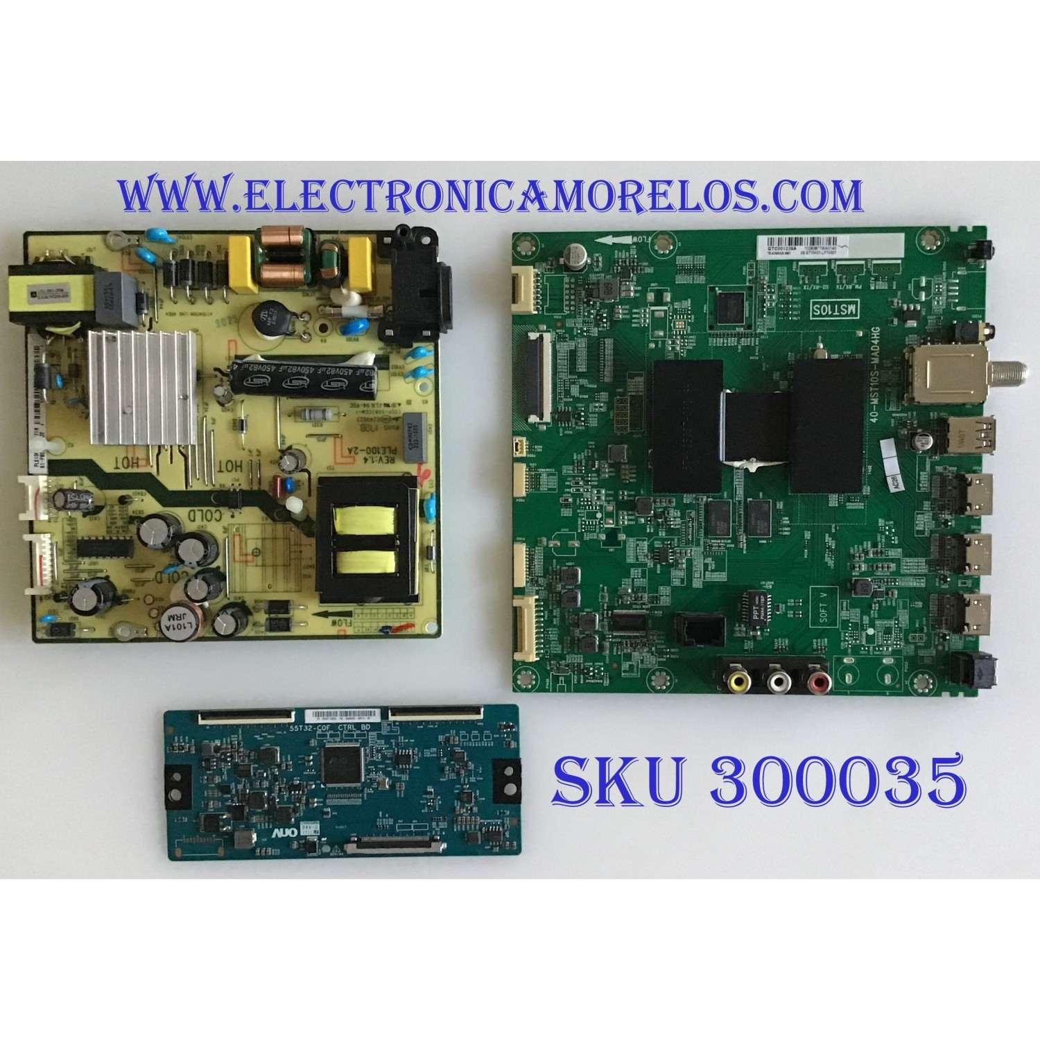 KIT DE TARJETAS PARA TV TCL / MAIN T8-43NAGA-MA1, 40-MST10S-MAD4HG / 40-MST10S-MAE4HG / FUENTE 81-PBE045-M02, PLE100-2B / T-CON 5543T10C02, 55T32-C0F/ PANEL LVU430AUOT / MODELO 43S405